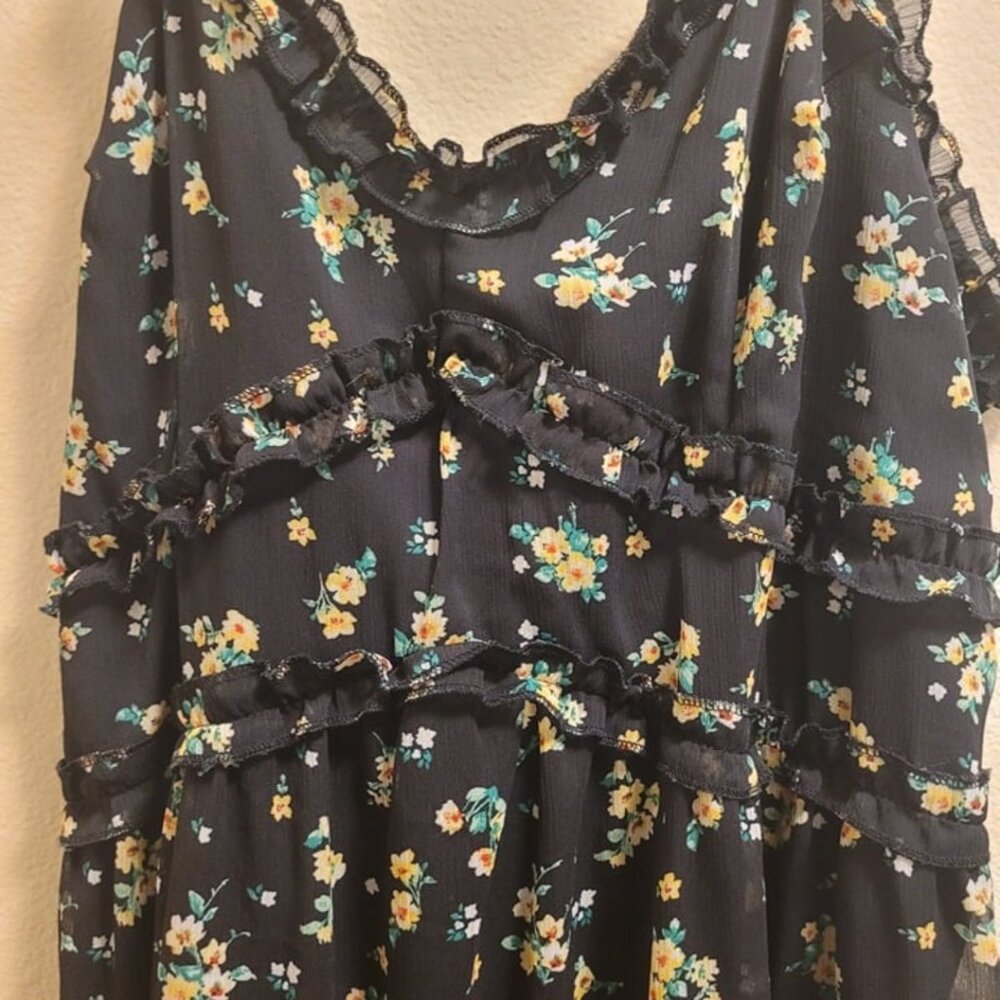 Walmart No Boundaries Size 2X Black Floral Midi Dress - Picture 6 of 9